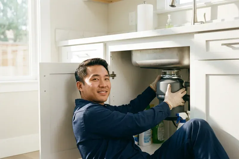 Garbage Disposal repair technician at work