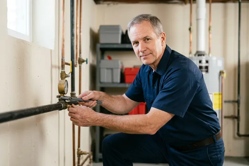 Gas Line repair technician at work