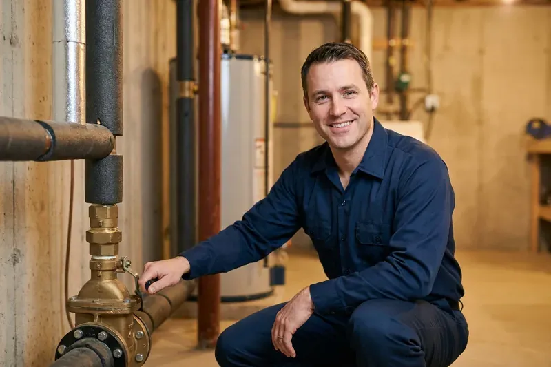 Water Line repair technician at work