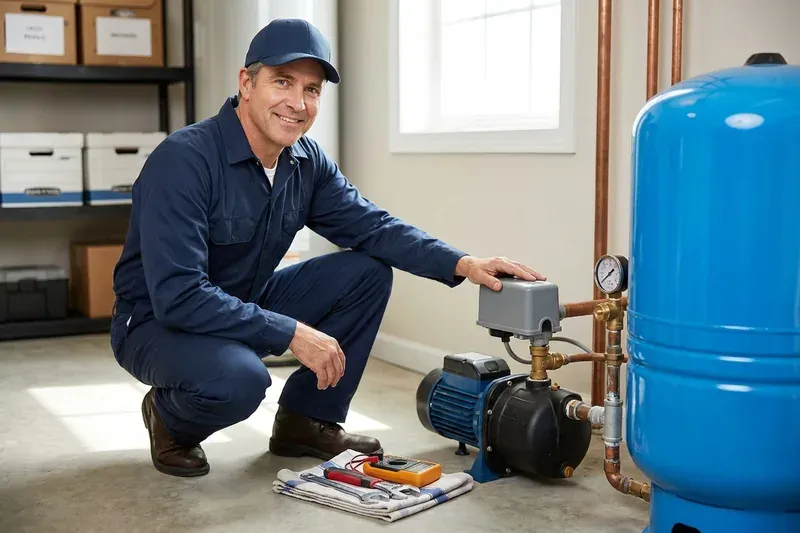 Well Pump repair technician at work